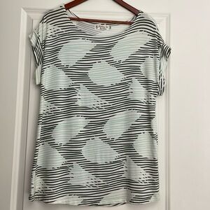 Fighting Eel Green & Mint Strip Shirt Size L